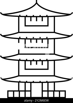 shinto-Schrein Gebäude shintoism-Linie Icon Vektor-Illustration Stock Vektor