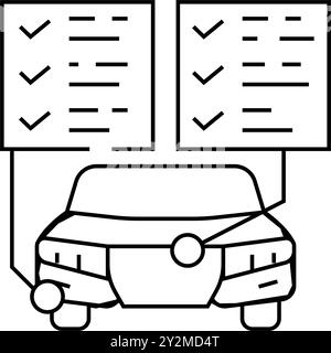 Vektor-Illustration des Liniensymbols des Kfz-Inspektionsmechanikers Stock Vektor