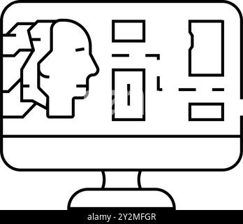 Illustration des Symbols der autonomen Auslieferungslinie für AI-Routing Stock Vektor