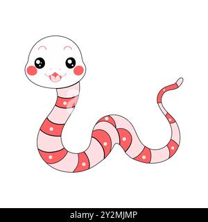 Ein verspielter Vektor einer Schlange im Cartoon-Stil mit roten und rosa Streifen, perfekt für Inhalte für Kinder oder Tiermotive... Stock Vektor