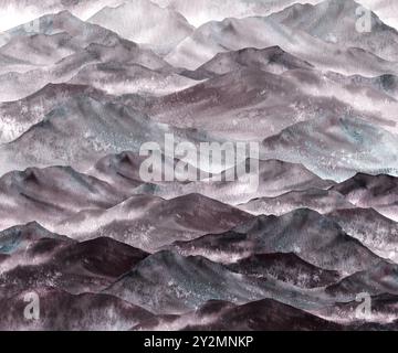 Berge monochrome Hintergrundlandschaft. Schwarz-weißer Fels und Hügel. Cliffs Mountain Range Range in allen Grautönen in der Natur Wandern Rocky Graustufen Stockfoto