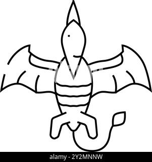 pteranodon-Dinosaurier-Tierlinien-Symbol-Vektordarstellung Stock Vektor
