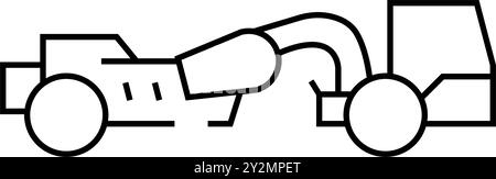 Scraper Machine Construction Fahrzeug Liniensymbol Vektorillustration Stock Vektor