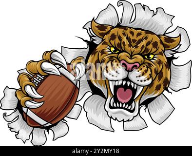 Jaguar Leopard Cheetah American Football Maskottchen Stock Vektor