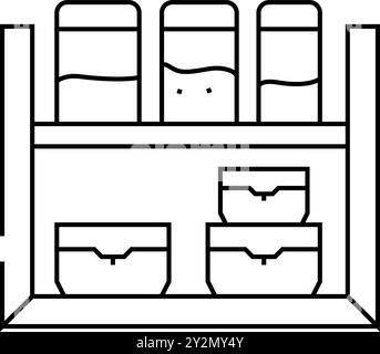 Nahrungsmittellagerbehälter Restaurant-Ausrüstungslinie Symbol Vektorillustration Stock Vektor