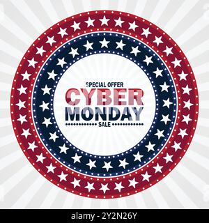 Grußkarte für den Cyber-Montag. Vorlage für das Banner-Design des Cyber Monday-Verkaufs. Vektorillustration Stock Vektor