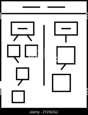 Affinitätsdiagramm ux ui-Design-Liniensymbol-Illustration Stock Vektor