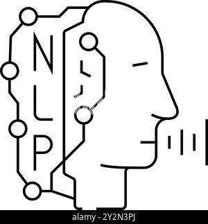 Natürliche Sprachverarbeitung nlp-seo-Liniensymbol-Illustration Stock Vektor