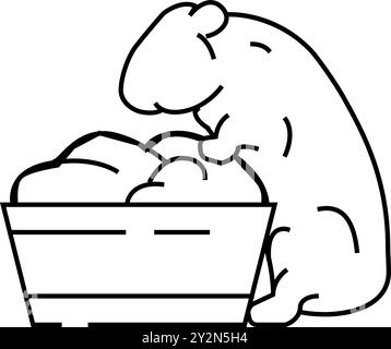 Hamster mit Nahrung Haustier Linie Symbol Vektor Illustration Stock Vektor