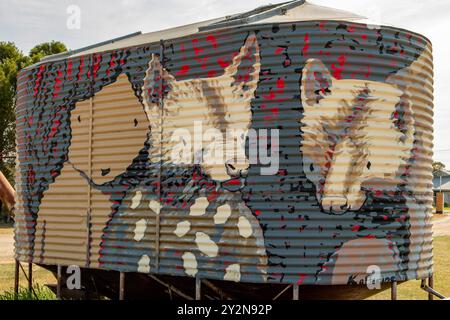 Spoted Tail Quolls Mobile Silo Art von Kaff-eine, Woomelang, Victoria, Australien Stockfoto