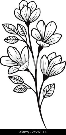 Zweig sampaguita Blume handgezeichnete Vektor-Illustration Stock Vektor