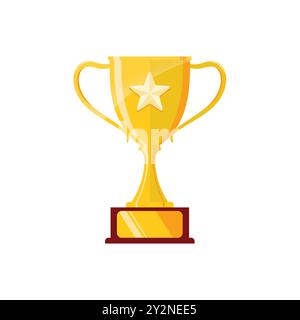 Goldsieger Trophäe Cup Vektor. Abstraktes flaches Design – Illustration für den First Place Award Stock Vektor