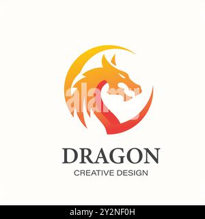 dragon Circle Vector Logo. chinesisches Kultursymbol. drachenkopf in kreisförmigem Logodesign Stock Vektor