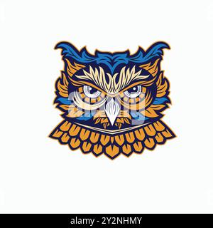Farbenfrohe Illustration Eulenvogel mit Gravur im Ornament-Stil Stock Vektor