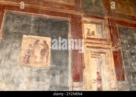 Altes Fresko im Macellum von Pompeji, Italien Stockfoto