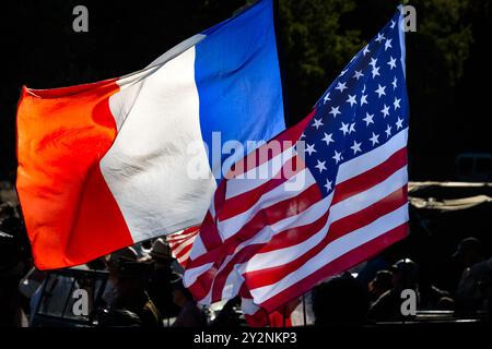 Amerikanische und französische Flagge, Nahaufnahme Stockfoto