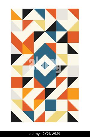 Bauhaus geometrische Muster Hintergrund, Vektor abstrakte Dreieck und quadratische Linien Kunst Stock Vektor