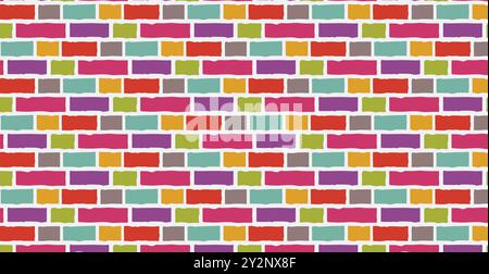 Nahtloses Muster Geometrische Textur bunte Ziegelwand Stock Vektor