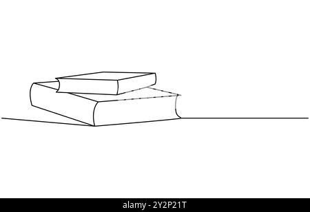 Eine Zeilenzeichnung des geöffneten Buches auf weißem Hintergrund. Durchgehende einzeilige Zeichnung des geöffneten Buchs. Vektor-Illustration der Umrisse des Buches Stock Vektor