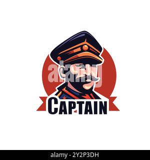 Captain Schiff Kopf Vintage Vektor Illustration Stock Vektor