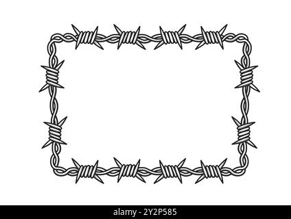 Rechteckiger Rahmen aus verdrehtem Stacheldraht-Vektor-Illustration Stock Vektor