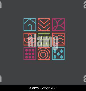 Ökologie Natur Haus Linie Symbol Vektor Illustration Stock Vektor