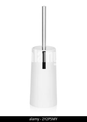 Toilettenbürste in weißem Kolben isoliert auf weißem Hintergrund Stockfoto