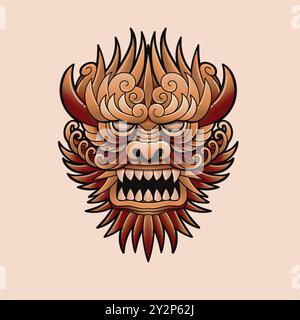 Hand gezeichnete chinesische Drachenkopf Vektor-Illustration Stock Vektor