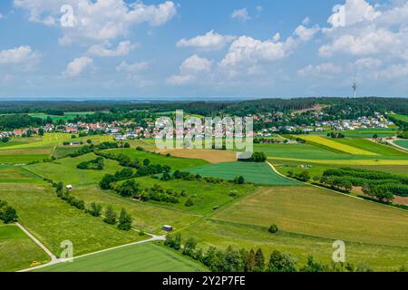 Blick auf die Region um Adelsried im Naturpark Augsburger Westwälder Stockfoto