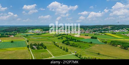 Blick auf die Region um Adelsried im Naturpark Augsburger Westwälder Stockfoto