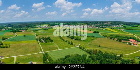 Blick auf die Region um Adelsried im Naturpark Augsburger Westwälder Stockfoto