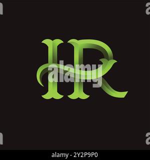 Vintage Interlocking Monogramm Anfangsbuchstabe HR Vektor Illustration Stock Vektor