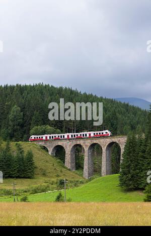 Eisenbahnbrücke Chramossky viadukt bei Telgart, Horehronie, Slowakei Stockfoto