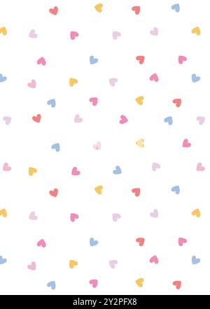 Nettes buntes Hand gezeichnetes Herz nahtloses Vektormuster Stock Vektor