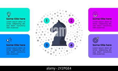 Infografik-Vorlage mit Symbolen und 4 Optionen oder Schritten. Strategiekonzept. Kann für Workflow-Layout, Diagramm, Banner und Webdesign verwendet werden. Vektorillustra Stock Vektor