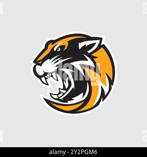 Tigerkopf Maskottchen Symbol Illustration Kreis Stil Stock Vektor