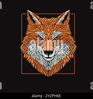 Hand gezeichnet stilisierte bunte Wolfkopf Vektor Illustration Stock Vektor