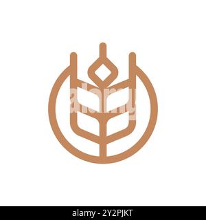 Kreatives einfaches Bio-Weizen-Linien-Vektor-Design Stock Vektor