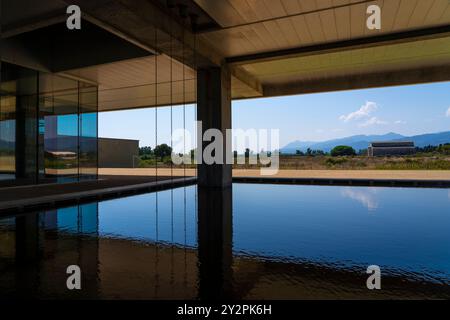 Mariana Museum, Musée archéologique de Mariana - Museu Archeulogicu di Mariana, Korsika, Frankreich. Entworfen vom Architekten Pierre-Louis Faloci. Stockfoto