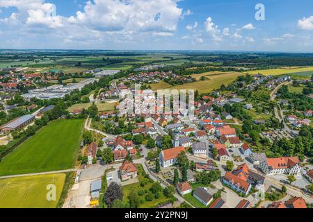 Blick auf die Region um Buttenwiesen an der Zusam im schwäbischen Stadtteil Dillingen Stockfoto