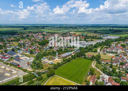 Blick auf die Region um Buttenwiesen an der Zusam im schwäbischen Stadtteil Dillingen Stockfoto