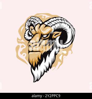 Köpfe des Widdermaskottchens Vektorillustration Stock Vektor