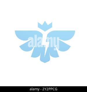 Kreatives Eagle Wing Konzept, blaue Flügel Kraft und Krone Symbol Vektor Illustration Stock Vektor