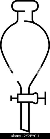 Vektordarstellung des Symbols für Trenntrichter für chemische Glaswaren im Labor Stock Vektor