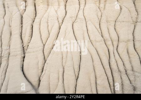 Natürliche weiße Sandsteinformationen mit komplexen, welligen Erosionsmustern in der AH-Shi-SLE-PAH Wilderness, New Mexico Stockfoto