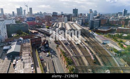 Bahnhof Manchester Piccadilly aus der Vogelperspektive Stockfoto