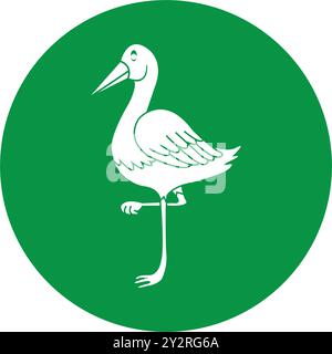 Langbeinige Vogel-Symbol-Vektor-Illustration einfaches Design Stock Vektor