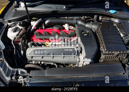 2016 Audi RS3 2,5l, 5-Zylinder TFSI-Motor mit 367 PS. Stockfoto