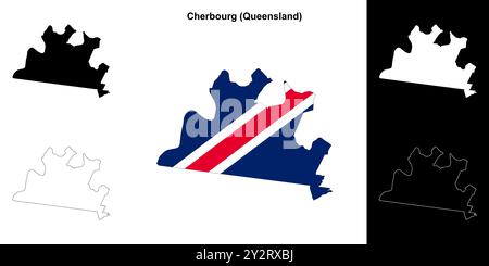 Cherbourg (Queensland) Umrisskarte Set Stock Vektor