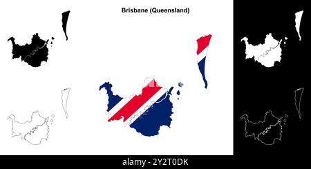 Brisbane (Queensland) Umrisskarte Set Stock Vektor